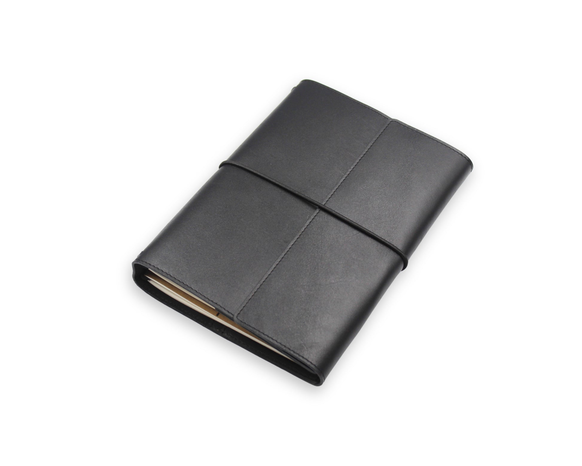 Trifold-Utility Journal with Pockets - Black (A5 Size)