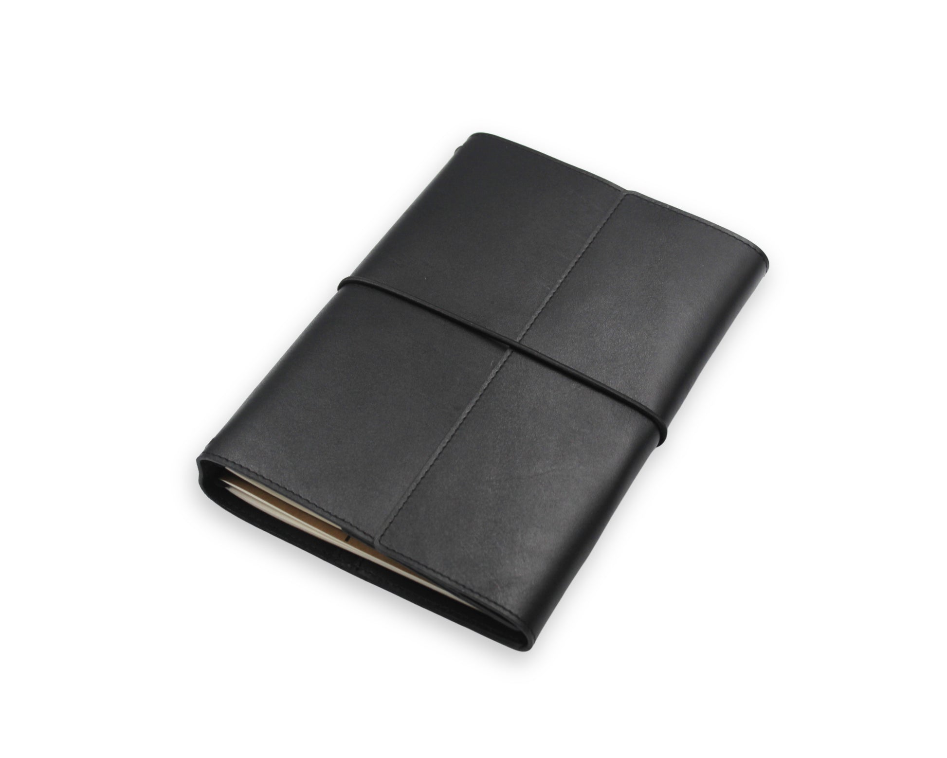 Trifold-Utility Journal with Pockets - Black (A5 Size)