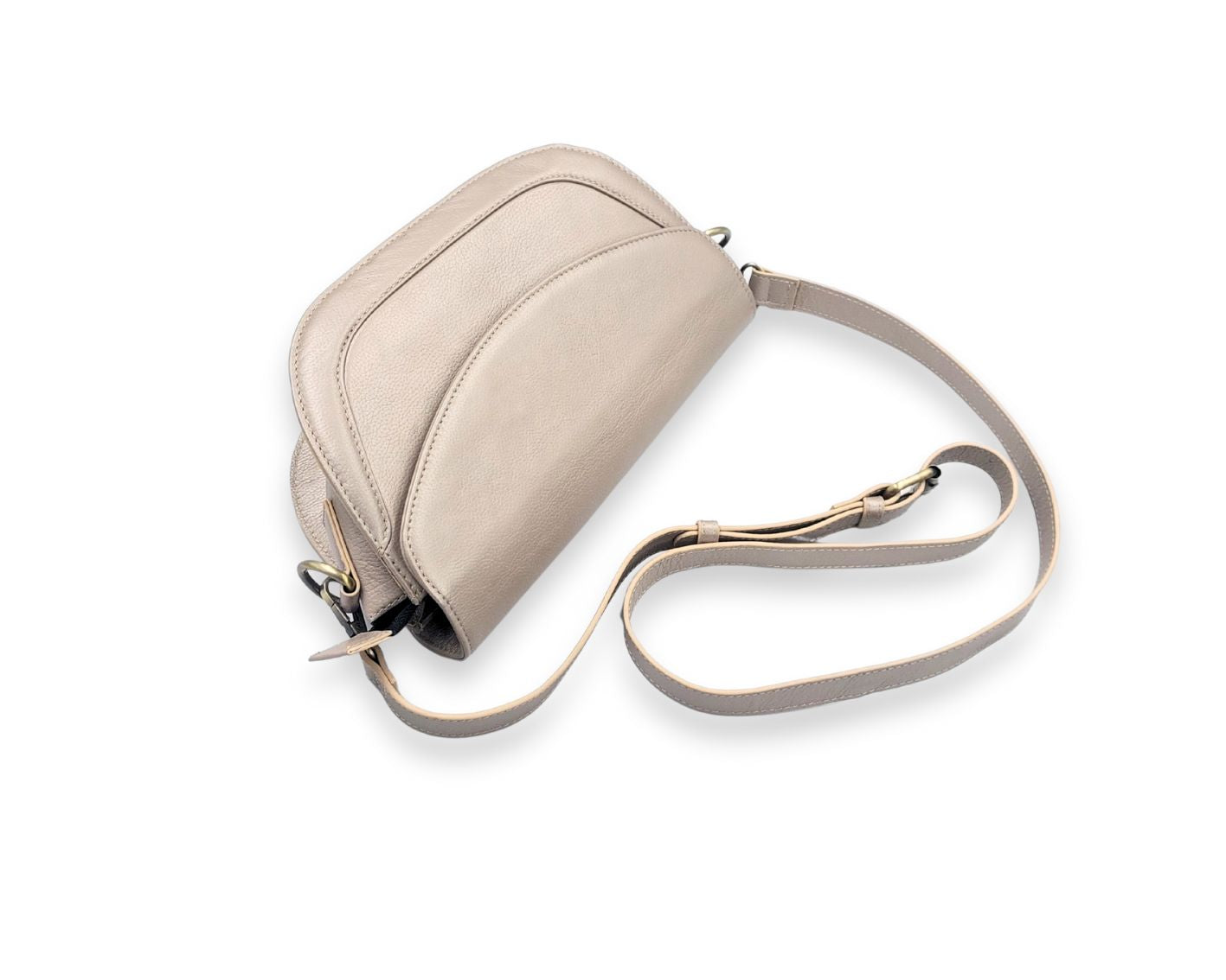 Luna Curve Crossbody – Dual Strap Leather Sling Bag for Women - Champagne