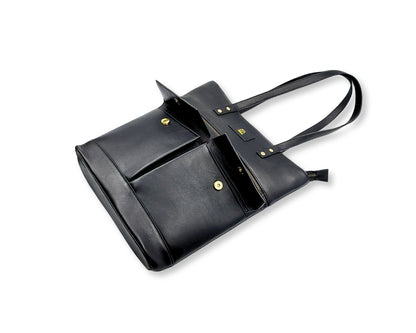 Manhattan office Leather Tote - Black
