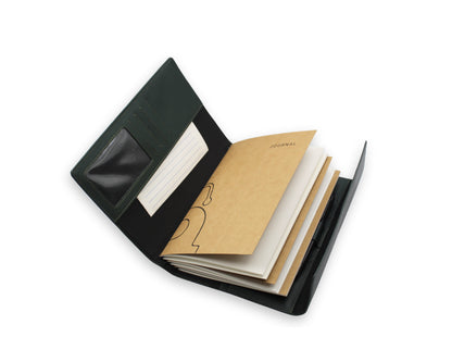 Trifold-Utility Journal with Pockets - Green (A5 Size)