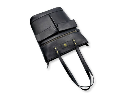 Manhattan office Leather Tote - Black