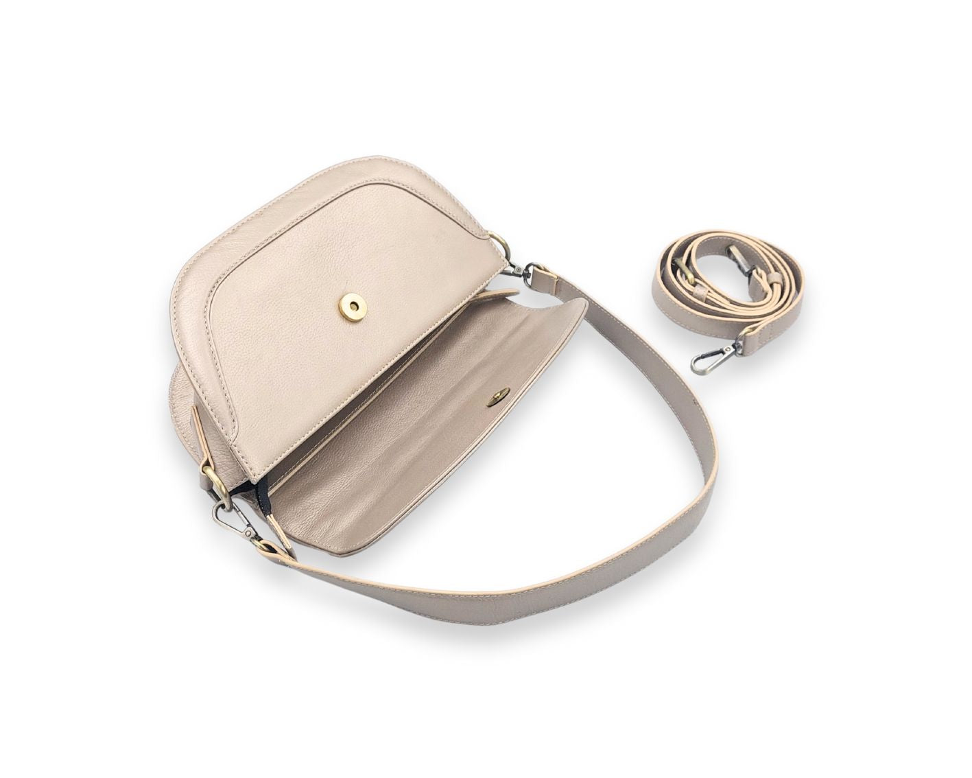 Luna Curve Crossbody – Dual Strap Leather Sling Bag for Women - Champagne