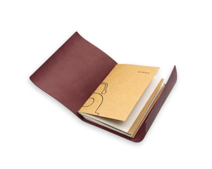 Handmade Leather Trifold Field Journal - Old Mauve - Travel Notebook (With your Name Customisation)