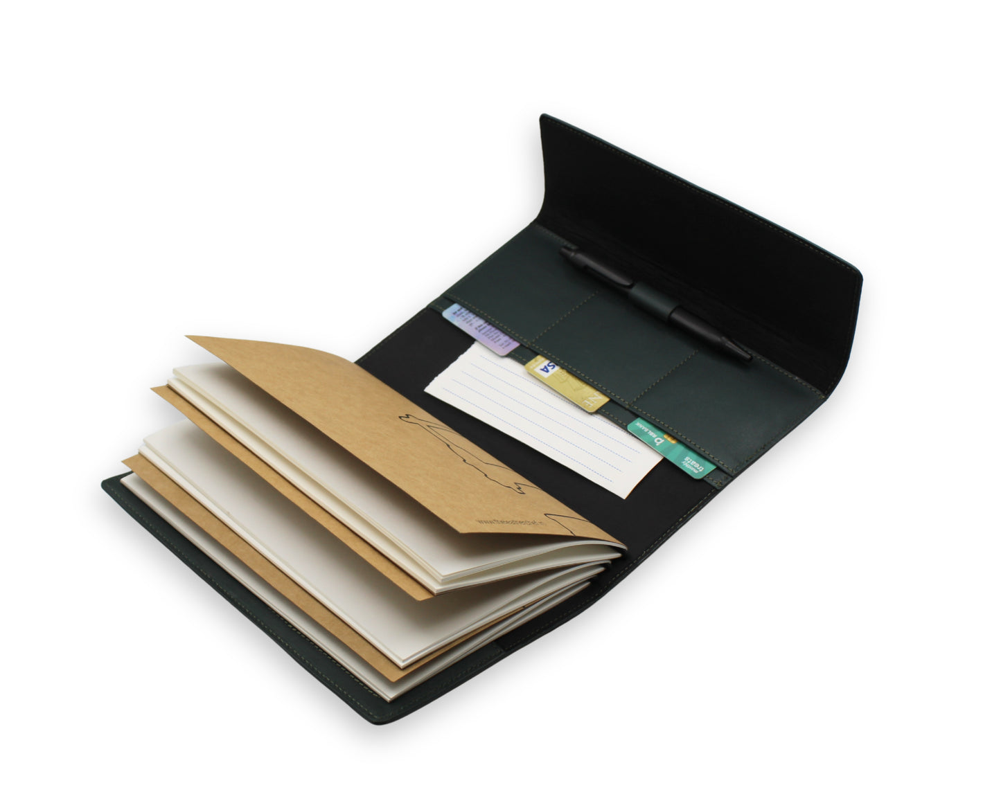 Trifold-Utility Journal with Pockets - Green (A5 Size)