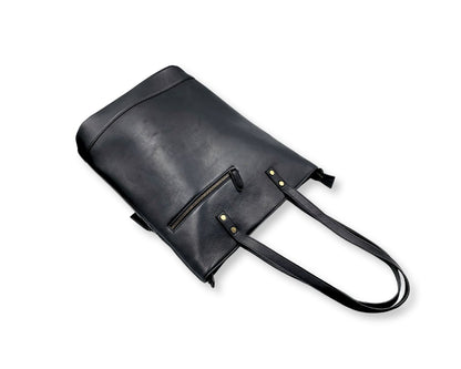 Manhattan office Leather Tote - Black