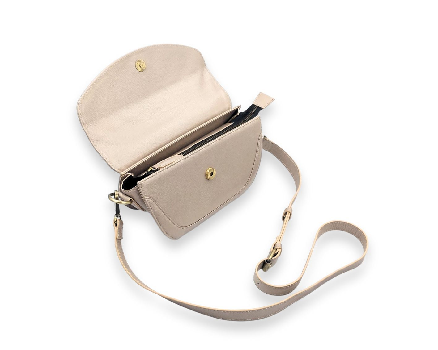 Luna Curve Crossbody – Dual Strap Leather Sling Bag for Women - Champagne