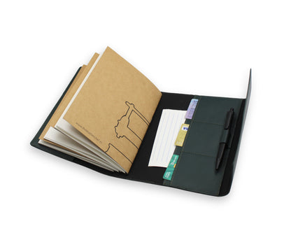 Trifold-Utility Journal with Pockets - Green (A5 Size)