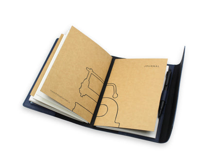 Trifold-Utility Journal with Pockets - Blue - A5 Size (With your Name Customisation)