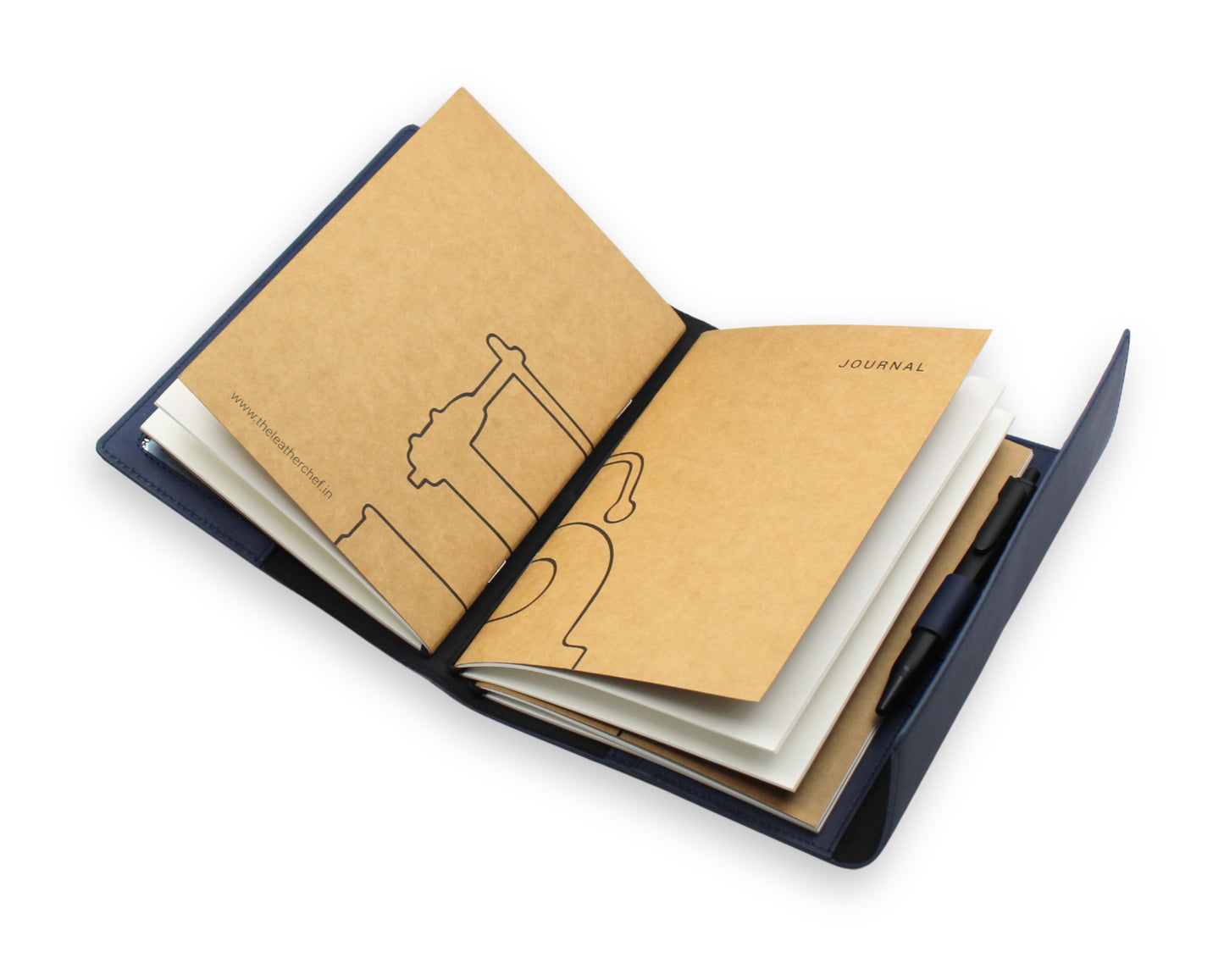 Trifold-Utility Journal with Pockets - Blue - A5 Size (With your Name Customisation)