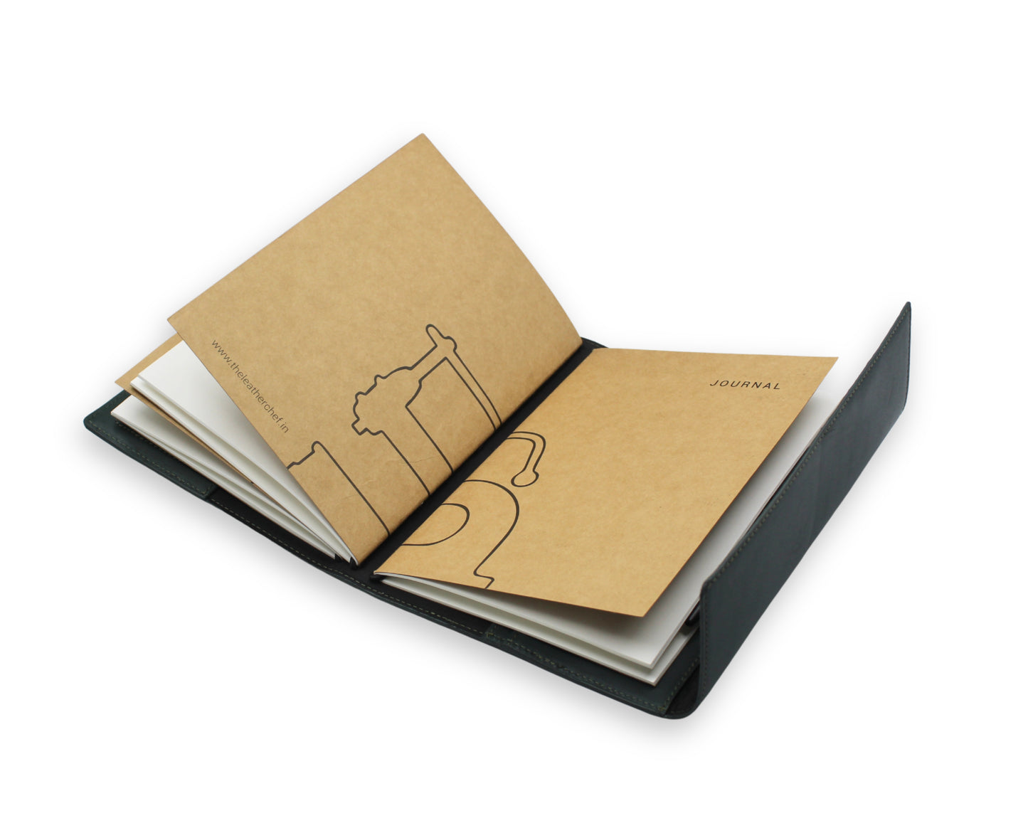 Trifold-Utility Journal with Pockets - Green (A5 Size)