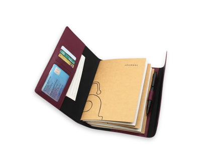 Trifold-Utility Journal with Pockets - Old Mauve (A5 Size)