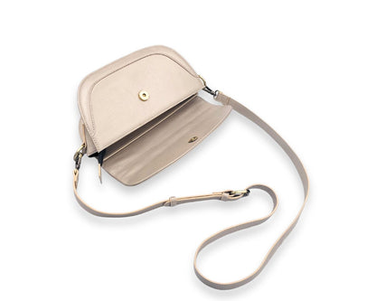 Luna Curve Crossbody – Dual Strap Leather Sling Bag for Women - Champagne