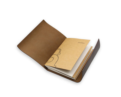 Handmade Leather Trifold Field Journal - Brown