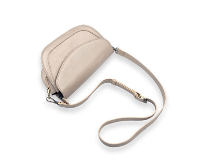 Luna Curve Crossbody – Dual Strap Leather Sling Bag for Women - Champagne