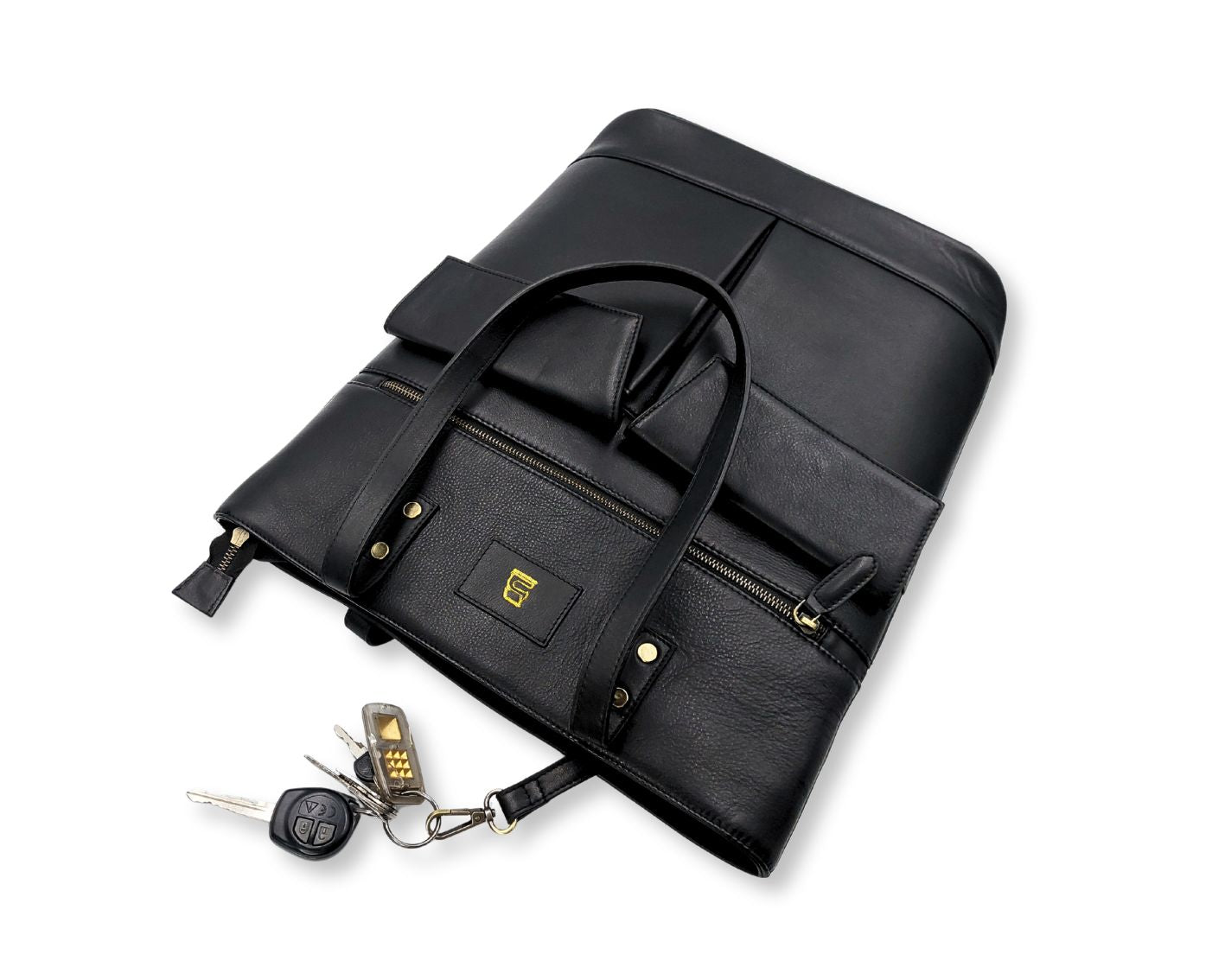 Manhattan office Leather Tote - Black
