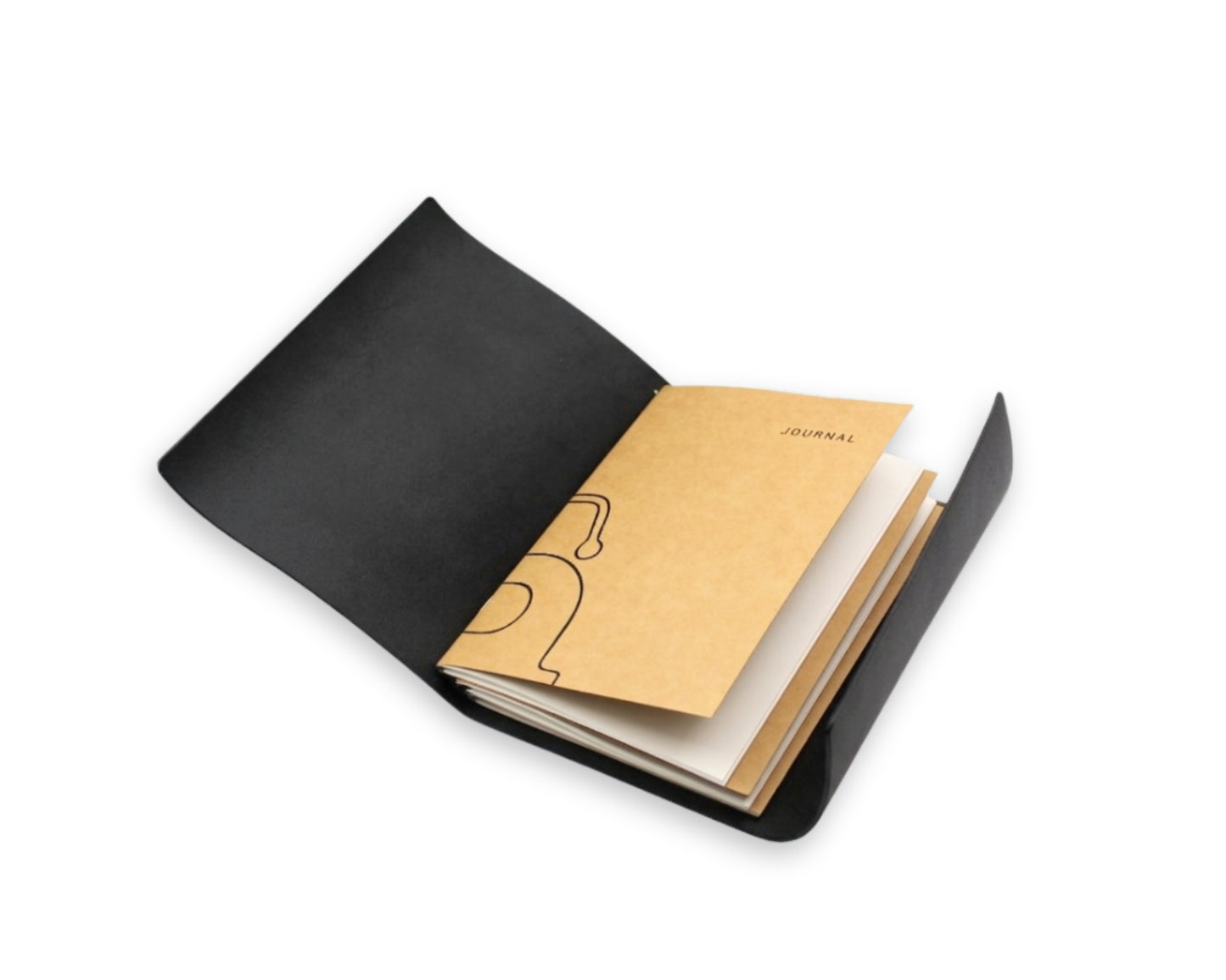 Handmade Leather Trifold Field Journal - Black