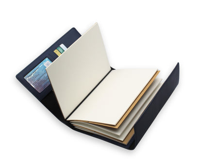 Trifold-Utility Journal with Pockets - Blue - A5 Size (With your Name Customisation)