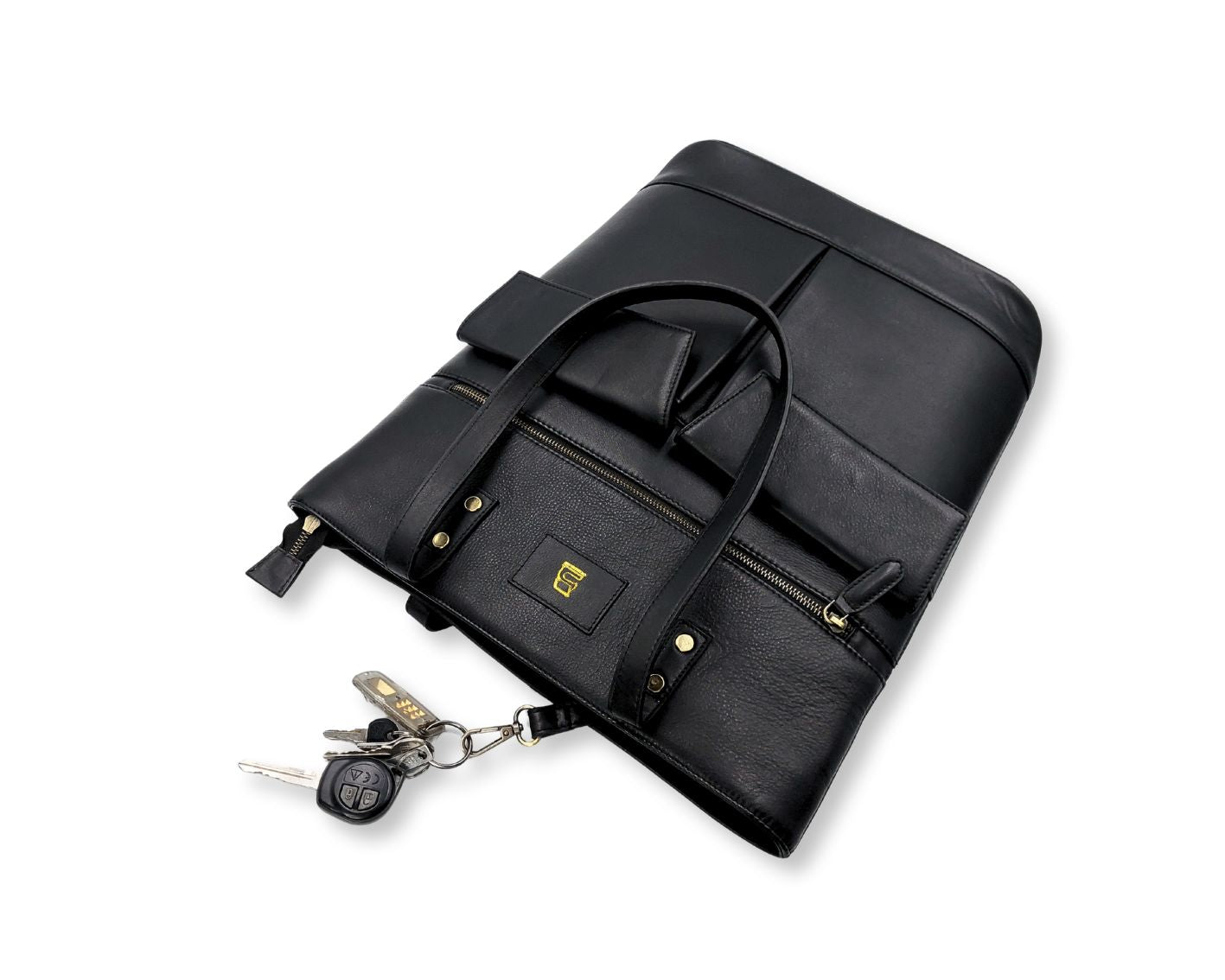 Manhattan office Leather Tote - Black