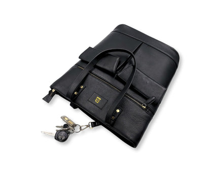 Manhattan office Leather Tote - Black