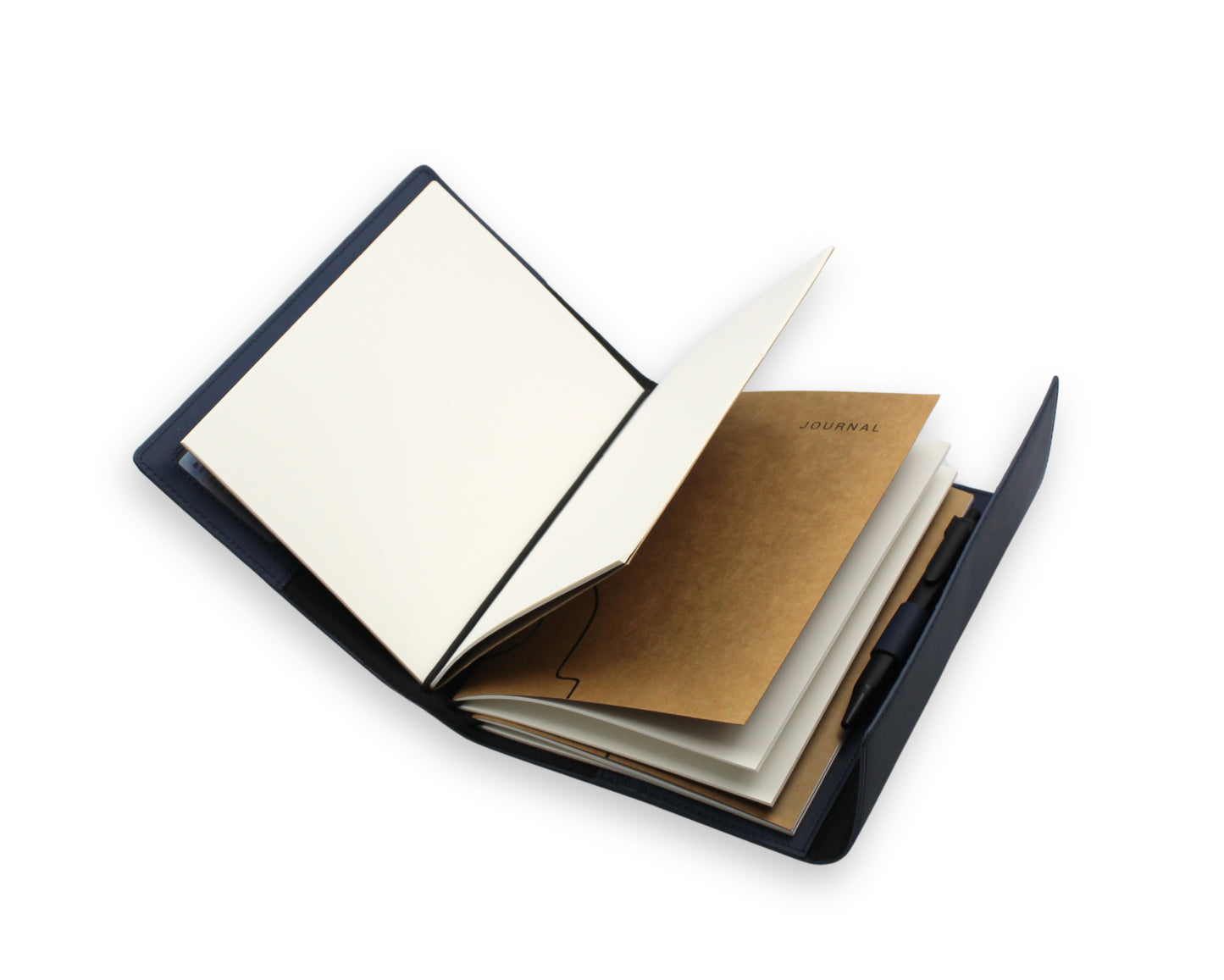 Trifold-Utility Journal with Pockets - Blue - A5 Size (With your Name Customisation)