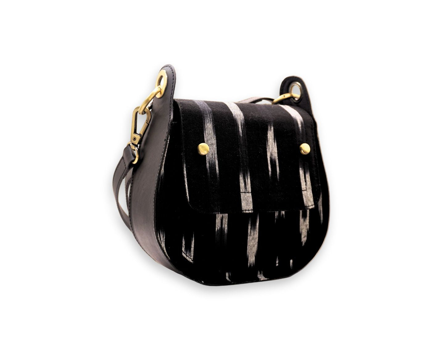 Adriana Cross Body and Shoulder Ladies Bag - Black and white Ikat