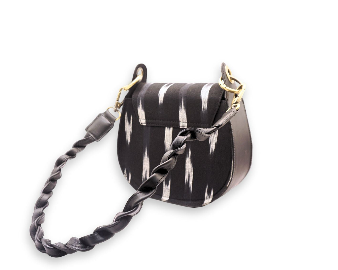 Adriana Cross Body and Shoulder Ladies Bag - Black and white Ikat