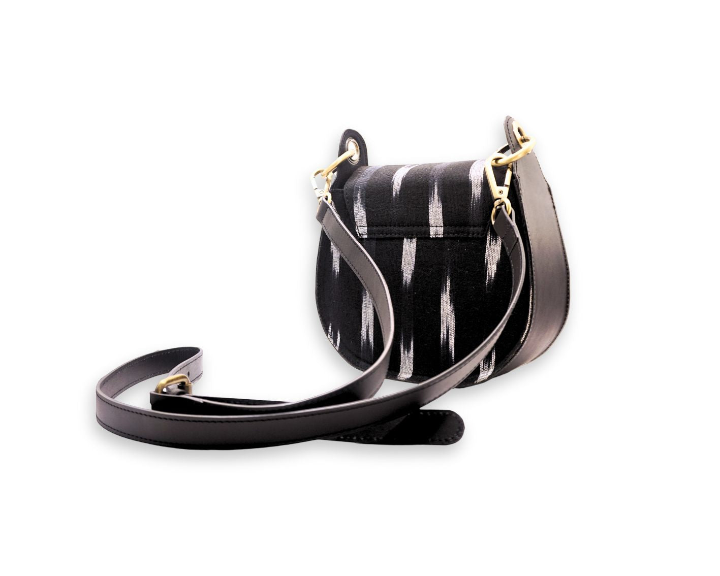 Adriana Cross Body and Shoulder Ladies Bag - Black and white Ikat