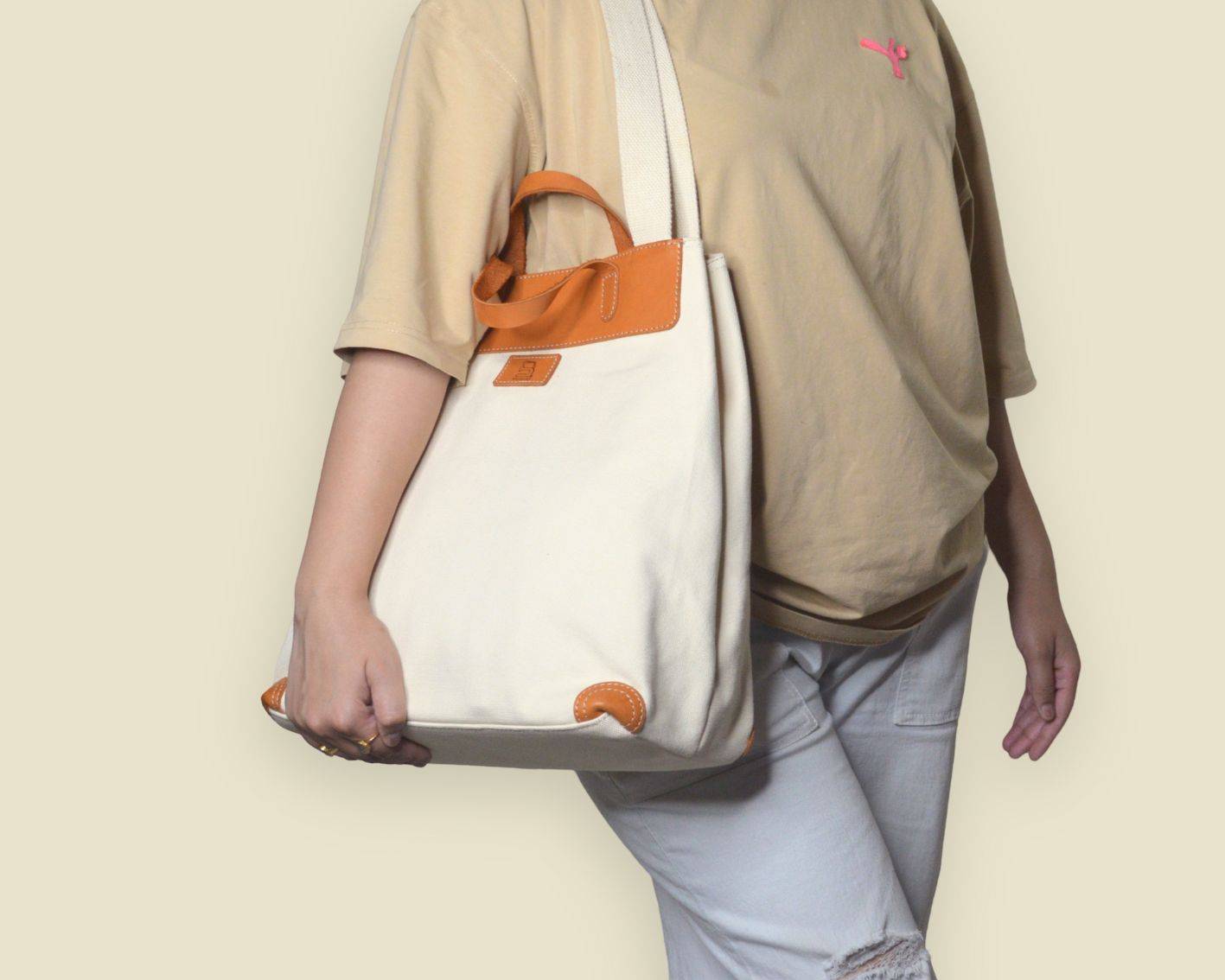 All Day Tote - Canvas + Leather