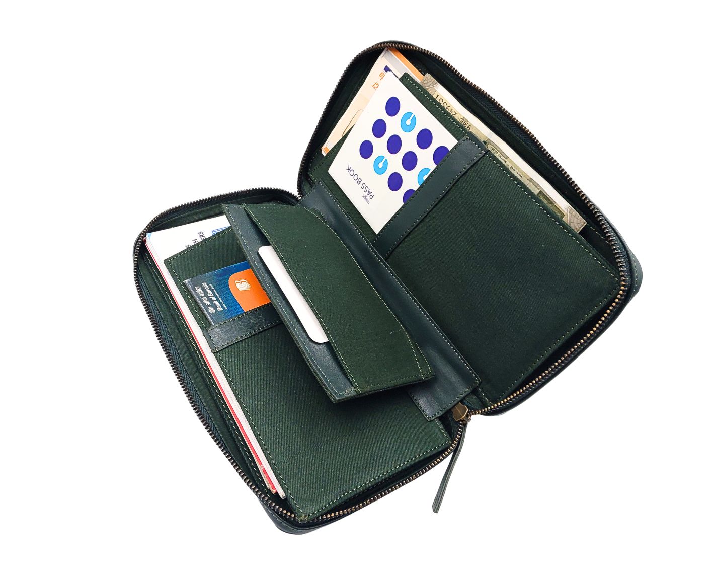 Bank Organiser - Green (Full LEATHER)