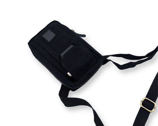 City Sling Bag - Black (Canvas + Leather)