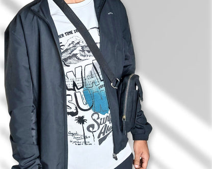 City Sling Bag - Black (Canvas + Leather)