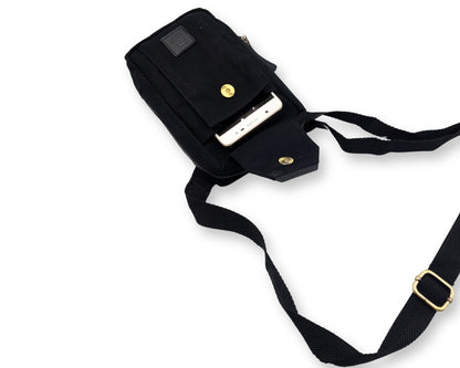 City Sling Bag - Black (Canvas + Leather)