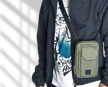 City Sling Bag - Olive (Canvas + Leather)