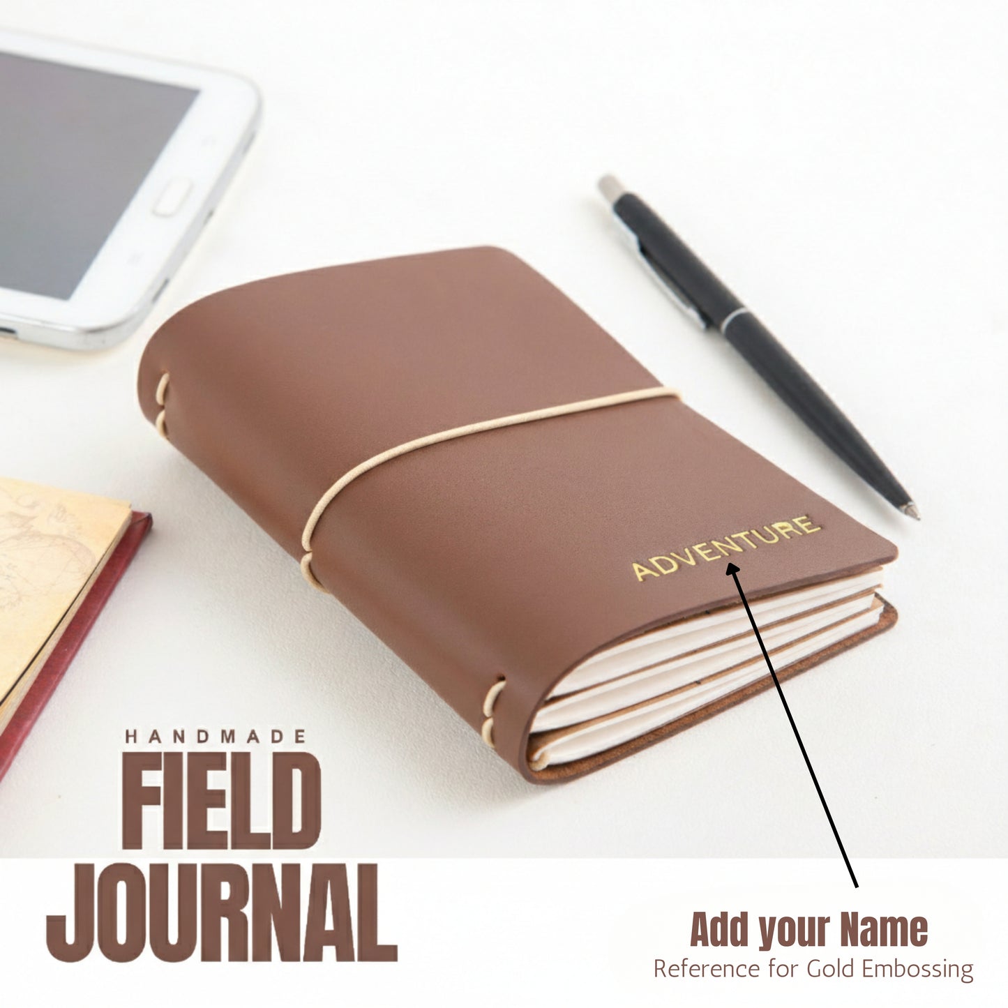 Field Journal - Tan (With your Name Customisation) - The Leather Chef