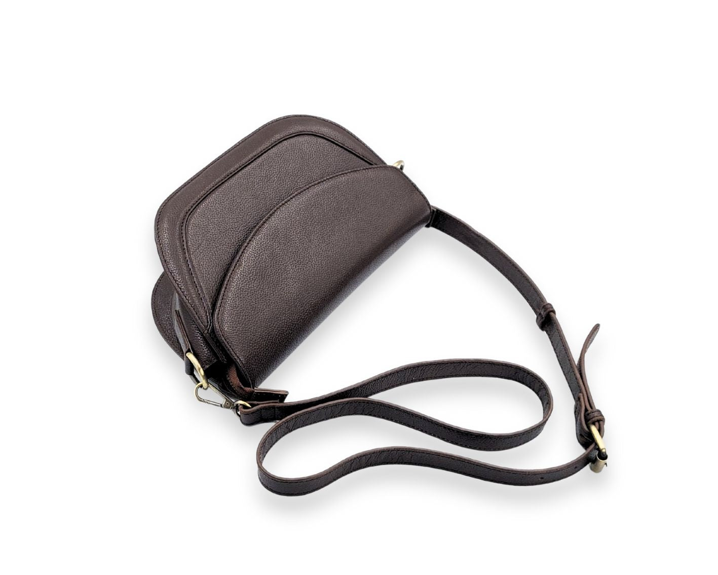 Luna Curve Crossbody – Dual Strap Leather Sling Bag for Women - Chocolate Brown