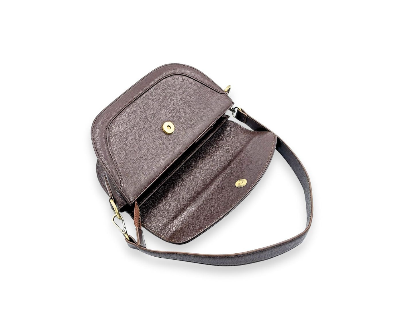 Luna Curve Crossbody – Dual Strap Leather Sling Bag for Women - Chocolate Brown