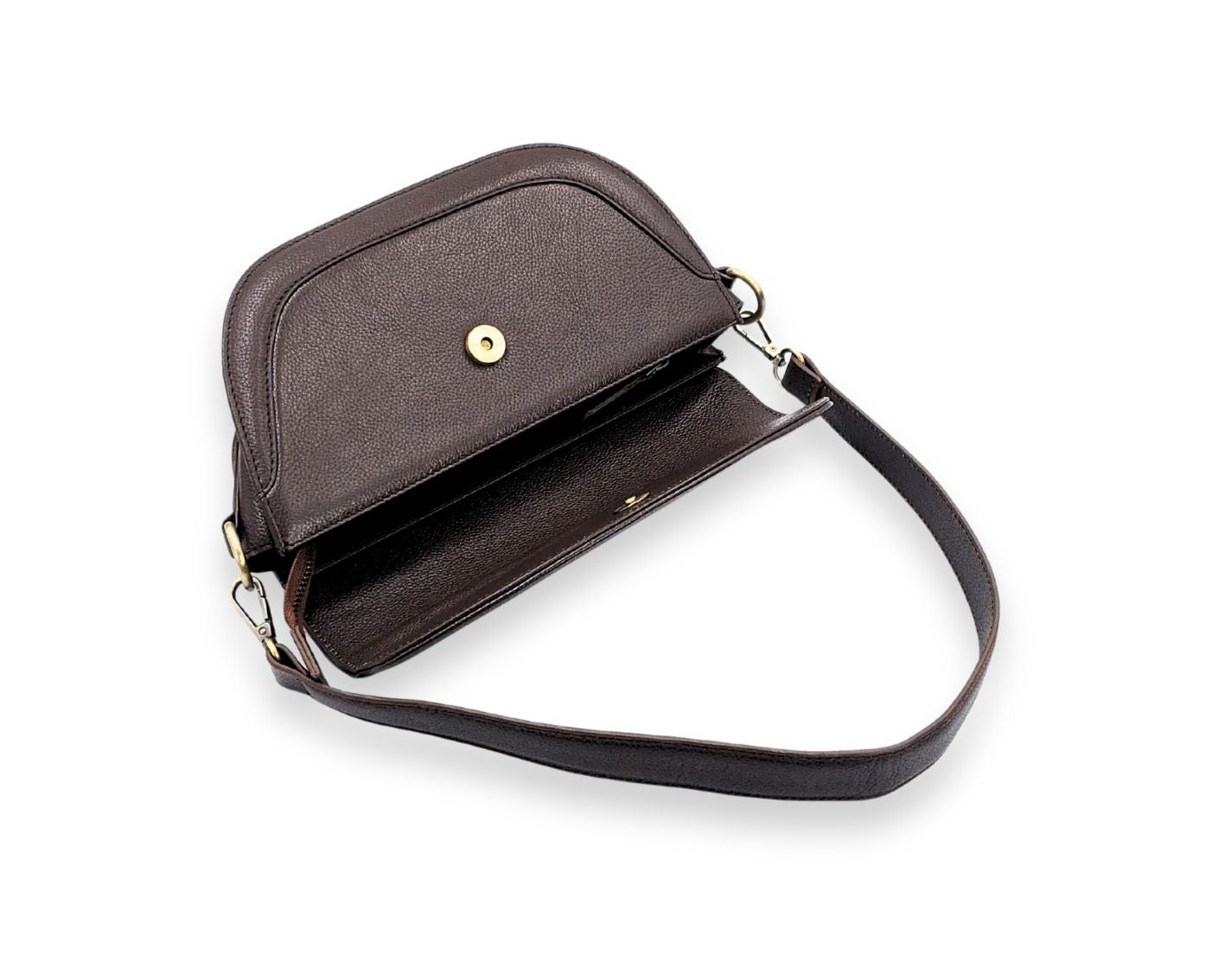 Luna Curve Crossbody – Dual Strap Leather Sling Bag for Women - Chocolate Brown