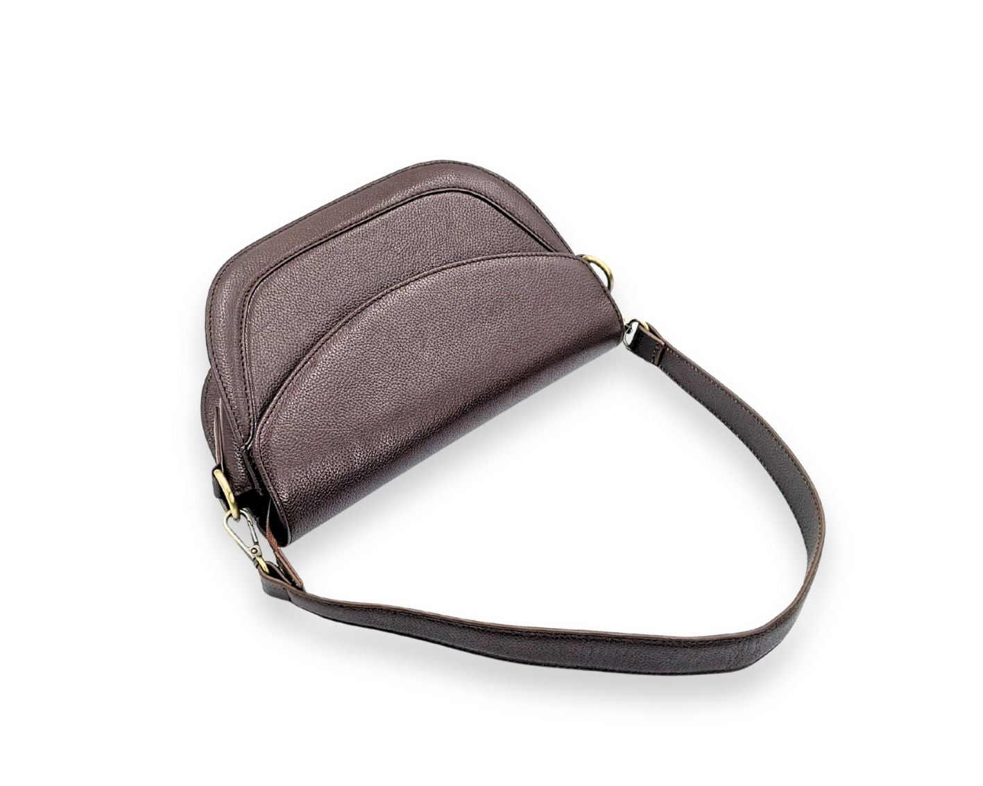 Luna Curve Crossbody – Dual Strap Leather Sling Bag for Women - Chocolate Brown