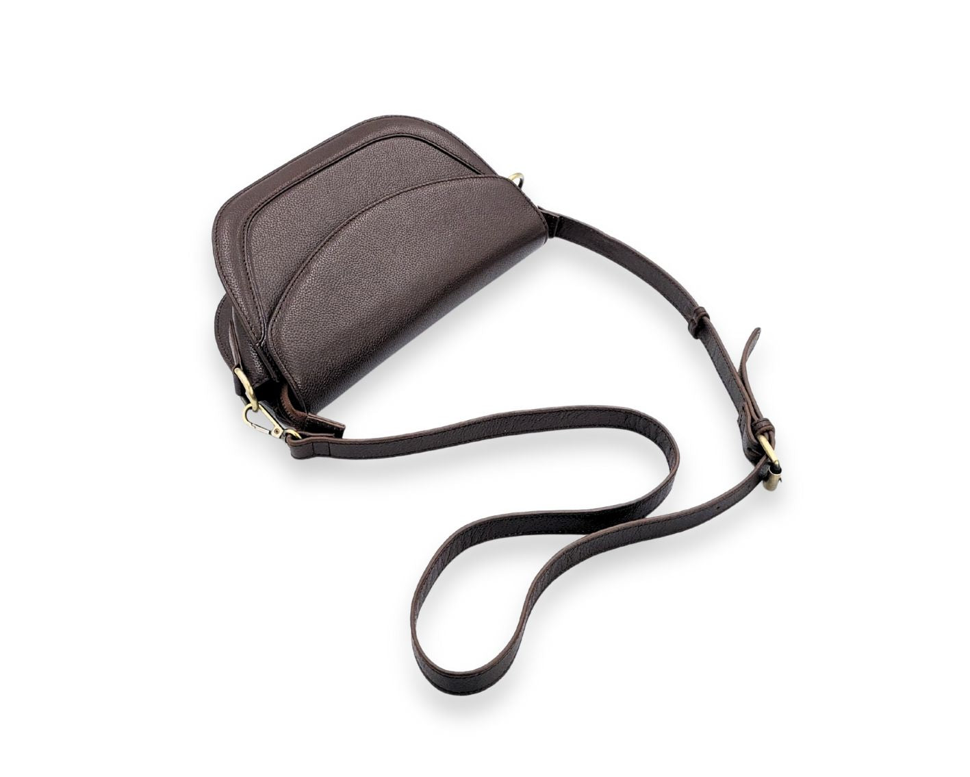 Luna Curve Crossbody – Dual Strap Leather Sling Bag for Women - Chocolate Brown