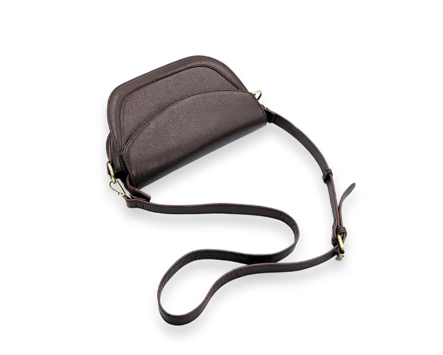 Luna Curve Crossbody – Dual Strap Leather Sling Bag for Women - Chocolate Brown
