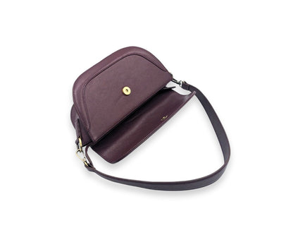 Luna Curve Crossbody – Dual Strap Leather Sling Bag for Women - Wine