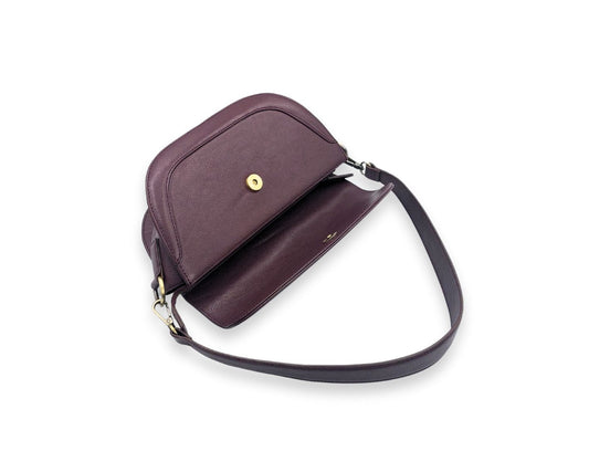 Luna Curve Crossbody – Dual Strap Leather Sling Bag for Women - Wine