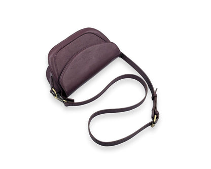 Luna Curve Crossbody – Dual Strap Leather Sling Bag for Women - Wine