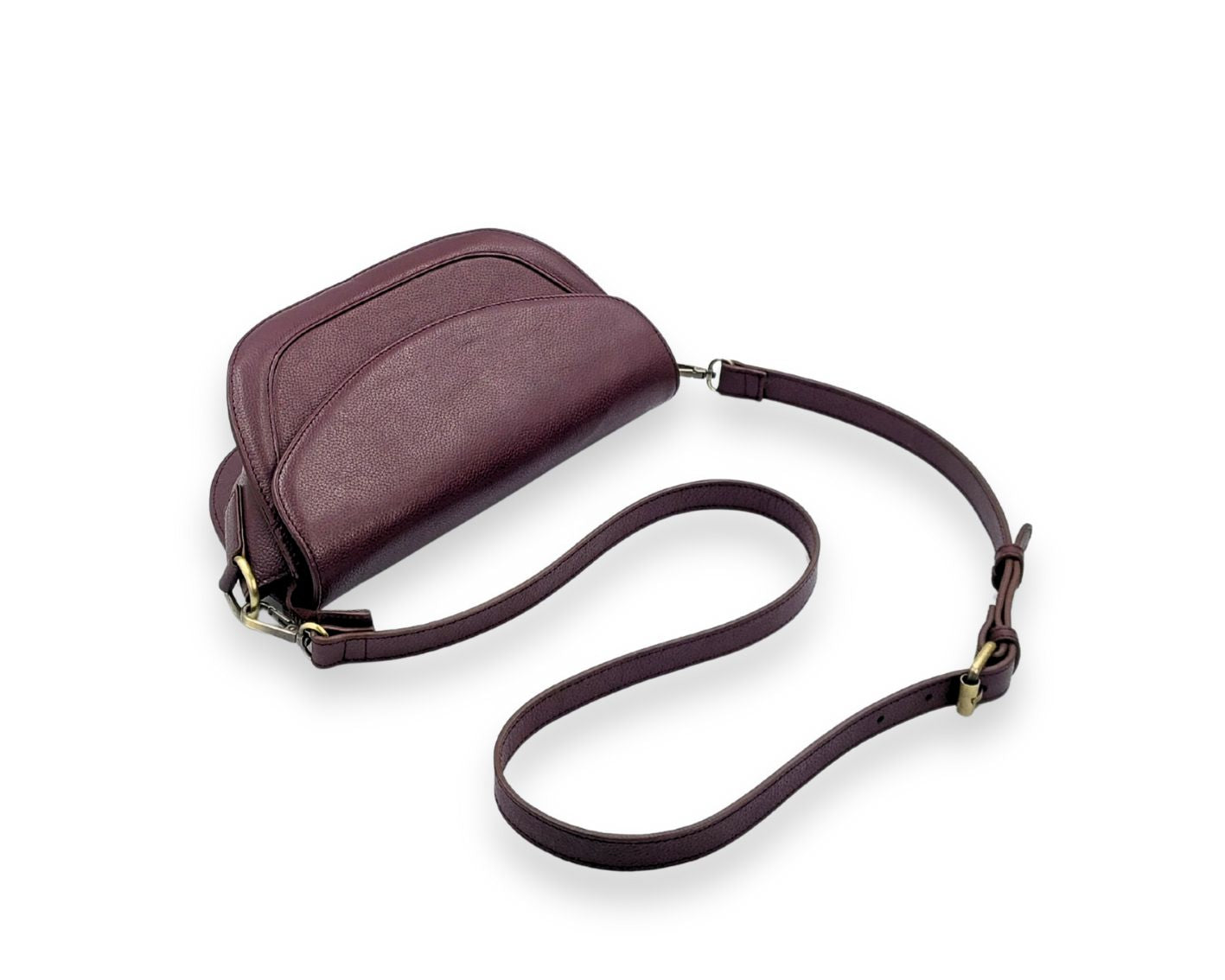 Luna Curve Crossbody – Dual Strap Leather Sling Bag for Women - Wine