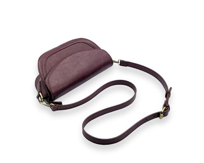 Luna Curve Crossbody – Dual Strap Leather Sling Bag for Women - Wine