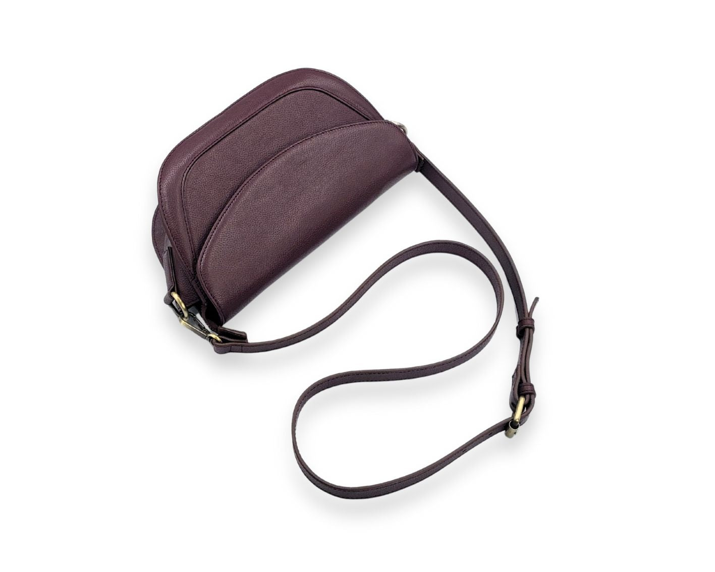 Luna Curve Crossbody – Dual Strap Leather Sling Bag for Women - Wine