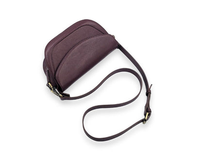 Luna Curve Crossbody – Dual Strap Leather Sling Bag for Women - Wine