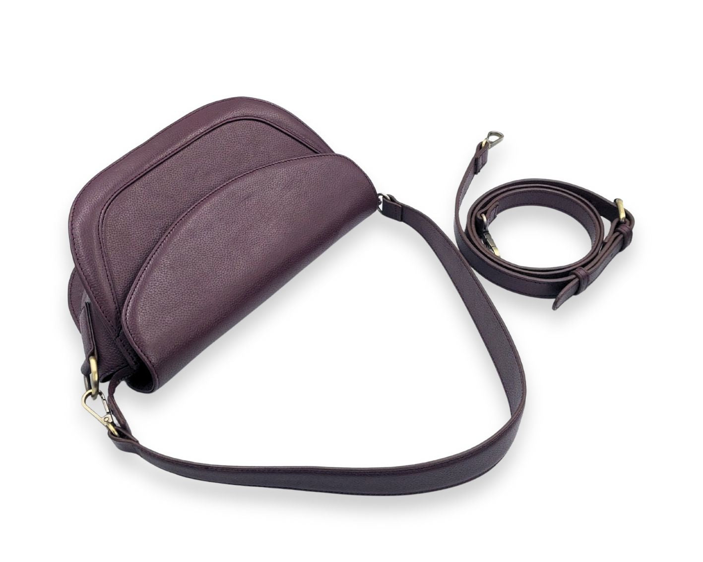 Luna Curve Crossbody – Dual Strap Leather Sling Bag for Women - Wine