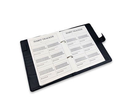 Luxury Full Grain Leather A5 Planner Binder - Black